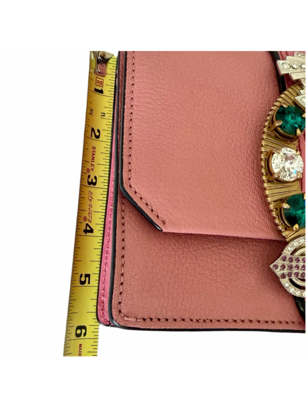 Miu Miu Miu Lady Crystal-Embellished Madras Leather Shoulder Bag - Pink - Picture 9 of 16